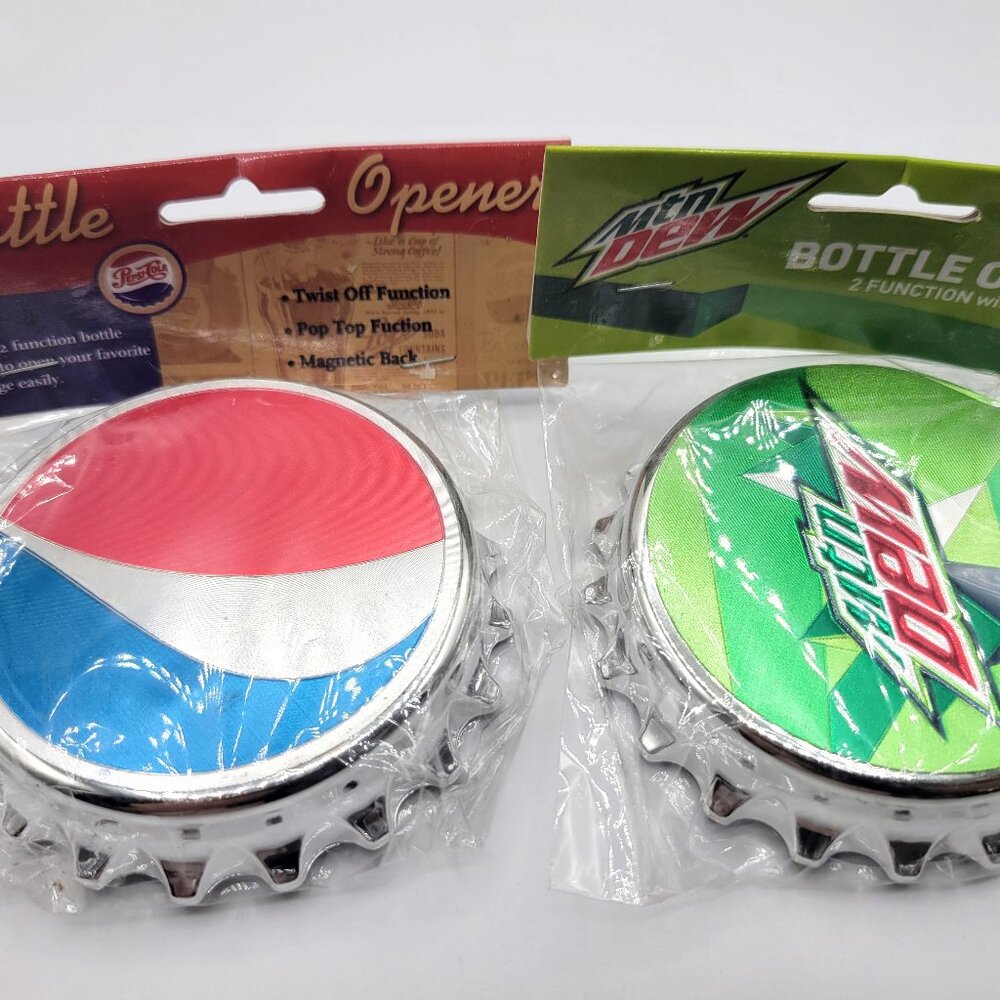 Mtn DEW, Mountain, Pepsi-Cola Bottle Openers  with Magnet 2 Metal Constructio